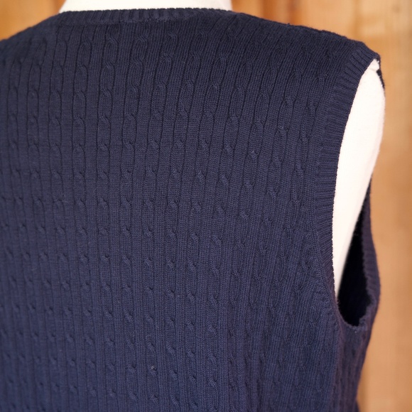 Karen Scott 100% Cotton Cable Knit Sleeveless Sweater Vest Made In UK Woman's XL - Picture 13 of 14